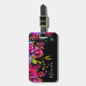 Vet Boho Bloemen Custom Monogrammed Bagagelabel (Voorkant verticaal)