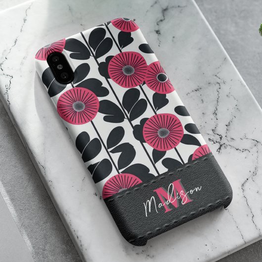 Vet Boho bloemmotief Monogram Case-Mate iPhone Case