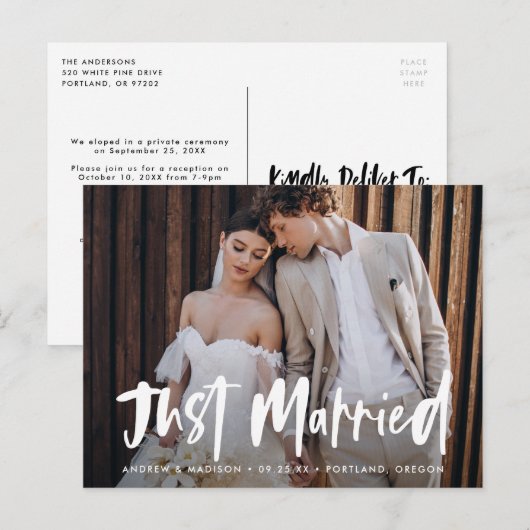 Vet Borstel Script Foto Net Getrouwd Briefkaart (Voorkant / Achterkant)