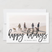 Vet Borstel Script Typografie Kerstfoto Happy Feestdagenkaart (Voorkant)