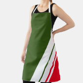 Vet Bos Groen Rood Offset Wit Slant Strepen Schort (Insitu)