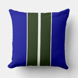 Vet Bos Groen Royal Blauw Wit Racing Stripes Kussen