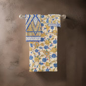 Vet Botanisch Geel Blauw patroon Bad Handdoek