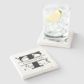 Vet Botanisch Monogram Initiaal Naam Stenen Onderzetter (Zijkant)