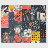 Vet Botanisch Patchwork Ontwerp Cadeaupapier (Vlak)