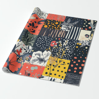 Vet Botanisch Patchwork Ontwerp Cadeaupapier
