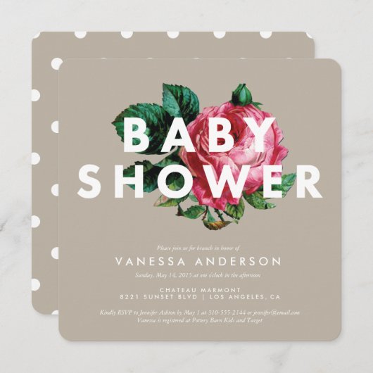 Vet botanisch | Uitnodiging tot Baby shower (Voorkant / Achterkant)