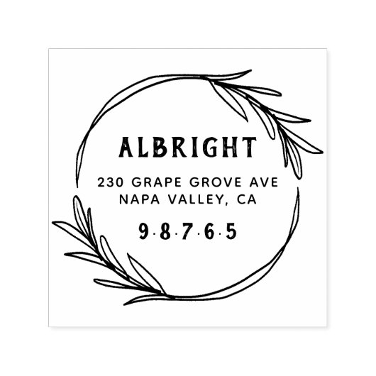 Vet Botanisch Wreater Aangepast adres Zelfinktende Stempel (Design)