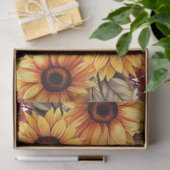 Vet Bourgogne & Zonnebloemen Bloemen Bloemen Decou Tissuepapier (Geschenk)