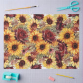 Vet Bourgogne & Zonnebloemen Bloemen Bloemen Decou Tissuepapier (Craft)