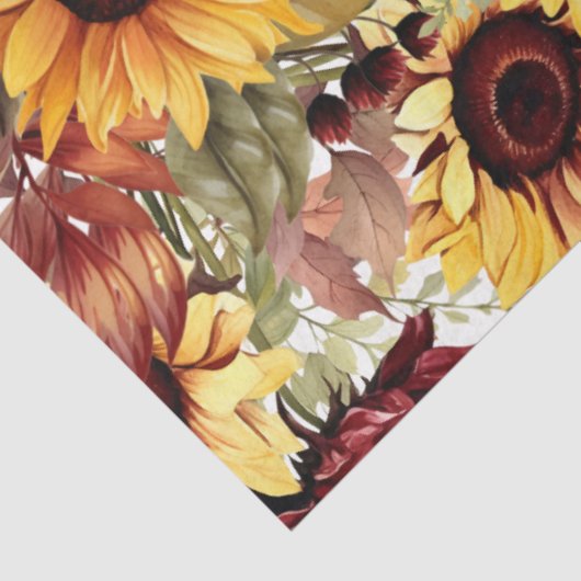 Vet Bourgogne & Zonnebloemen Bloemen Bloemen Decou Tissuepapier (Detail)