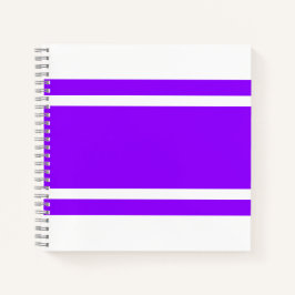 Vet Brede Heldere Paarse Racing Stripes op Wit Notitieboek