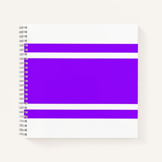 Vet Brede Heldere Paarse Racing Stripes op Wit Notitieboek (Voorkant)