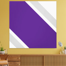 Vet Brede Paarse Grijze Racing Stripes op Wit Canvas Afdruk