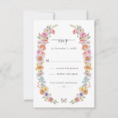 Vet Bright Floral RSVP-kaart RSVP Kaartje (Voorkant)