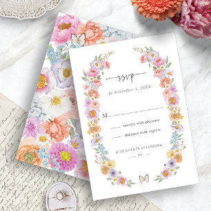 Vet Bright Floral RSVP-kaart RSVP Kaartje