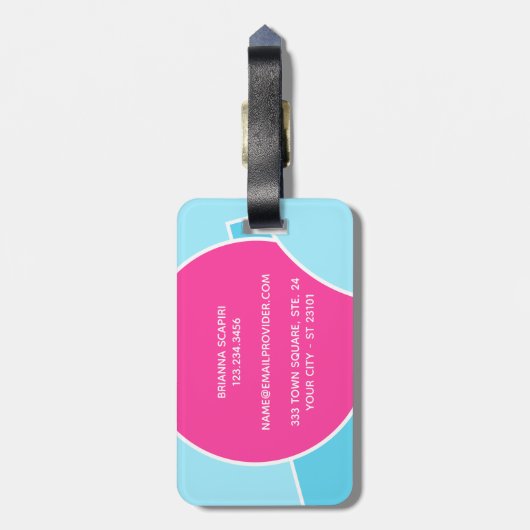 Vet Bright Fun Chic Abstract Circles Art Pattern Bagagelabel (Achterkant verticaal)