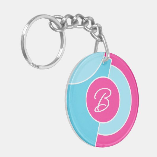 Vet Bright Fun Chic Abstract Circles Art Pattern Sleutelhanger (Voorkant Links)