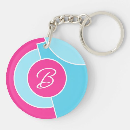 Vet Bright Fun Chic Abstract Circles Art Pattern Sleutelhanger (Achterkant)