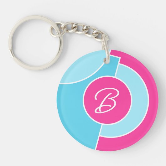 Vet Bright Fun Chic Abstract Circles Art Pattern Sleutelhanger (Voorkant)