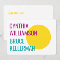 Vet Bright Neon Pink Yellow Turquoise Save Date