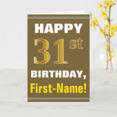 Vet, bruin, Faux Gold 31st geboortedag met Kaart (Gele Bloem)