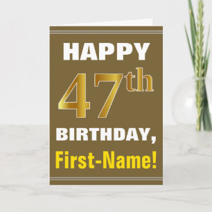 Vet, bruin, Faux Gold 47th Birthday met Kaart