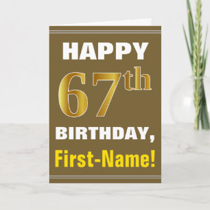Vet, bruin, Faux Gold 67th Birthday met Kaart