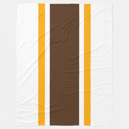 Vet Bruin Geel Racing Stripes Witte Achtergrond Fleece Deken (Voorkant)