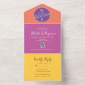 Vet bruine roze bruiloft in één uitnodiging (Binnen)