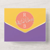 Vet bruine roze bruiloft in één uitnodiging (Achterkant)