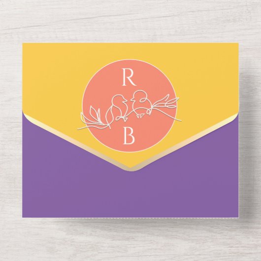 Vet bruine roze bruiloft in één uitnodiging (Achterkant)