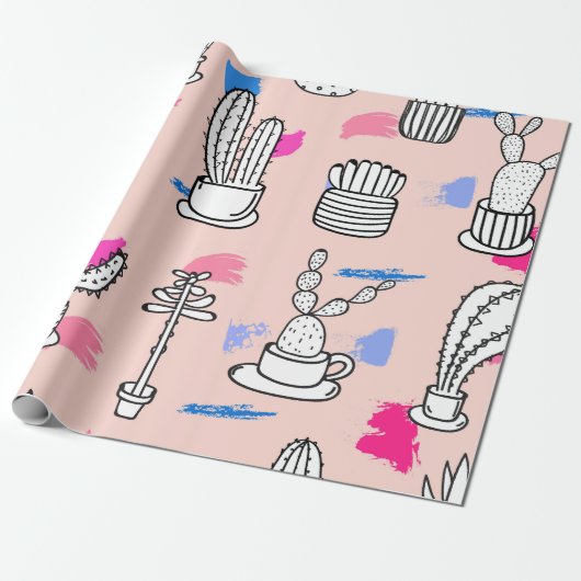Vet Cactus schetspatroon Cadeaupapier (Uitgerold)