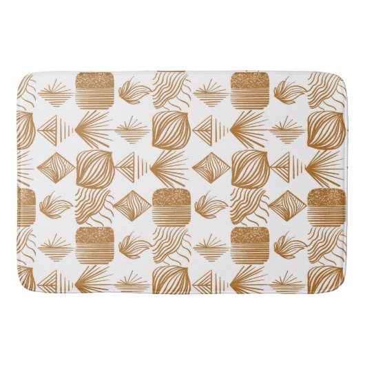 Vet Caribisch Tribal Mudcloth: Goud, Wit Badmat (Voorkant)