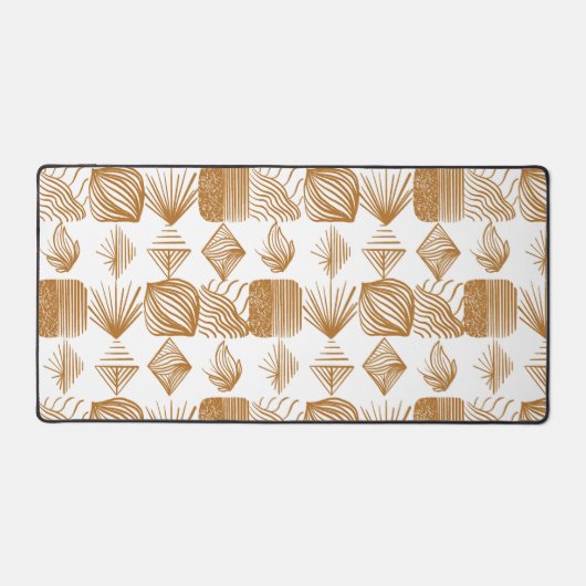 Vet Caribisch Tribal Mudcloth: Goud, Wit Bureaumat (Voorkant)