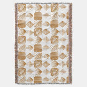 Vet Caribisch Tribal Mudcloth: Goud, Wit Deken (Voorkant Verticaal)