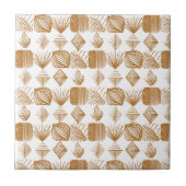 Vet Caribisch Tribal Mudcloth: Goud, Wit Tegeltje (Voorkant)