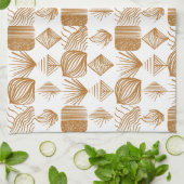 Vet Caribisch Tribal Mudcloth: Goud, Wit Theedoek (Gevouwen)