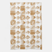 Vet Caribisch Tribal Mudcloth: Goud, Wit Theedoek (Verticaal)