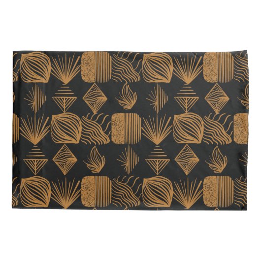 Vet Caribisch Tribal Mudcloth: Zwart, Goud Kussensloop (Achterkant)