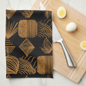 Vet Caribisch Tribal Mudcloth: Zwart, Goud Theedoek (Quarter Fold)