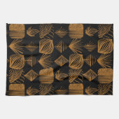 Vet Caribisch Tribal Mudcloth: Zwart, Goud Theedoek (Horizontaal)