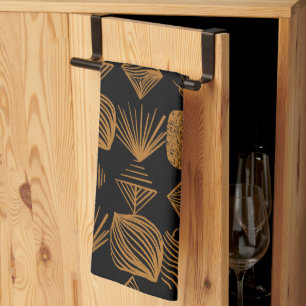 Vet Caribisch Tribal Mudcloth: Zwart, Goud Theedoek