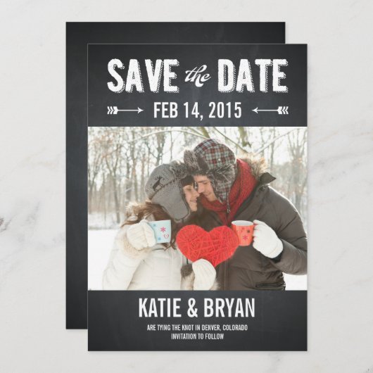 Vet Chalkboard bewaart datumkaarten Save The Date (Voorkant / Achterkant)