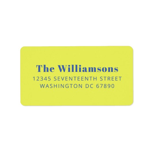 Vet chartreuse blauwe typografie retouradres etiket (Voorkant)