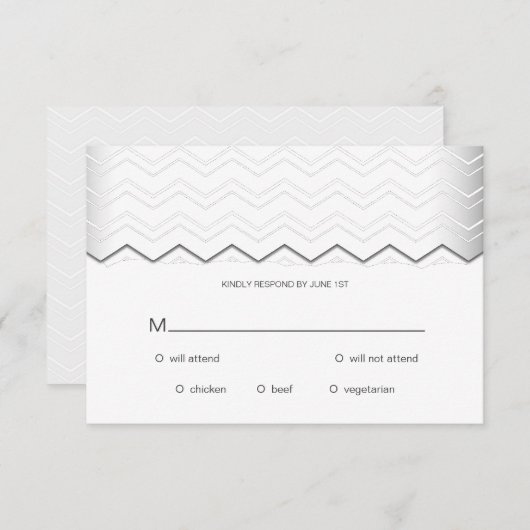 Vet Chevron Silver over witte RSVP (Voorkant / Achterkant)