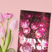 Vet Chique Heet Roze Glitter Retro Disco Ball Foto Bedankkaart