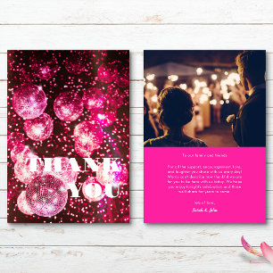 Vet Chique Roze Glitter Retro Disco Bal Foto Bedankkaart