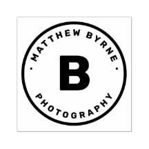 Vet Cirkel Monogram Bedrijf Rubber Stempel