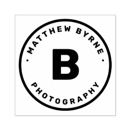 Vet Cirkel Monogram Bedrijf Rubber Stempel